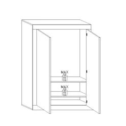 3S. x Home Armoire de rangement salle de bain 2 Portes Miroir 5 étagères L70 x H195 cm