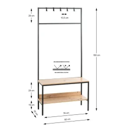 3S. x Home Armoire debout métal et bois etagère double plateaux Best