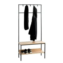 3S. x Home Armoire debout métal et bois etagère double plateaux Best