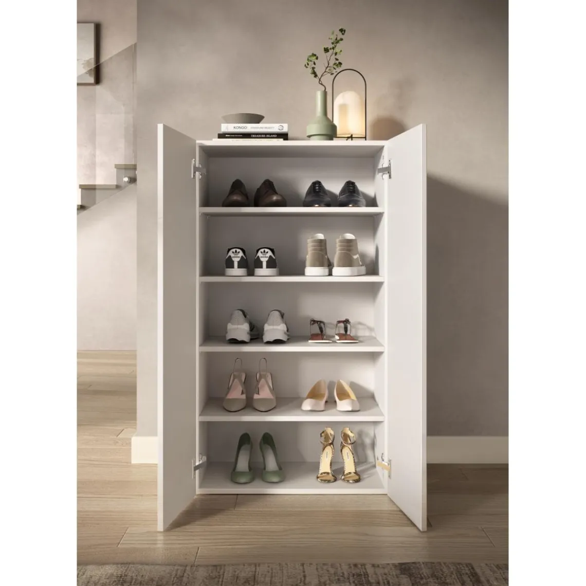 3S. x Home Armoire derangement 2 portes 4 étagères New