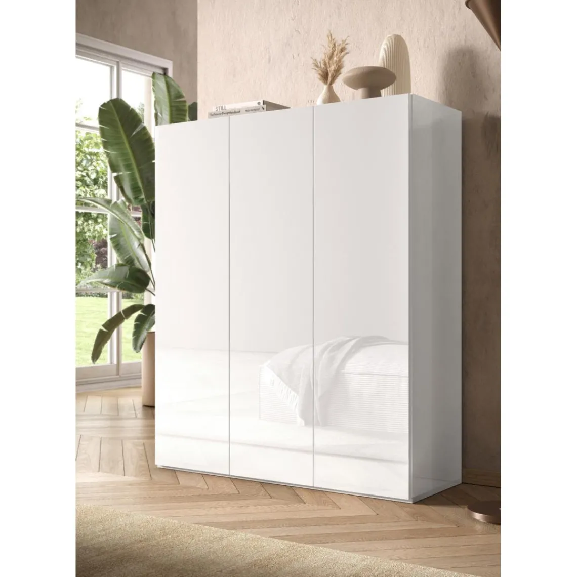 3S. x Home Armoire derangement 3 portes 8 étagères reglable Discount
