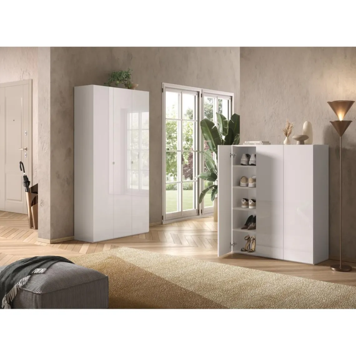 3S. x Home Armoire derangement 3 portes 8 étagères reglable Discount
