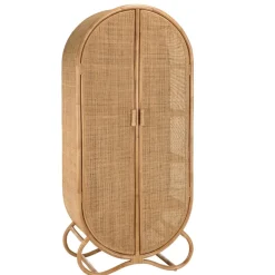 Macabane Armoire en rotin 2 portes en cannage couleur brun miel KALLY Clearance