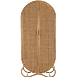 Macabane Armoire en rotin 2 portes en cannage couleur brun miel KALLY Clearance