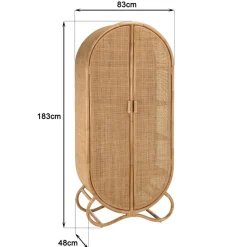 Macabane Armoire en rotin 2 portes en cannage couleur brun miel KALLY Clearance