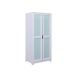3S. x Home Armoire Fonctionnelle en Bois Massif Gris et Sauge Vert Discount