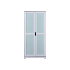 3S. x Home Armoire Fonctionnelle en Bois Massif Gris et Sauge Vert Discount