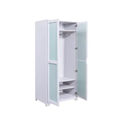 3S. x Home Armoire Fonctionnelle en Bois Massif Gris et Sauge Vert Discount