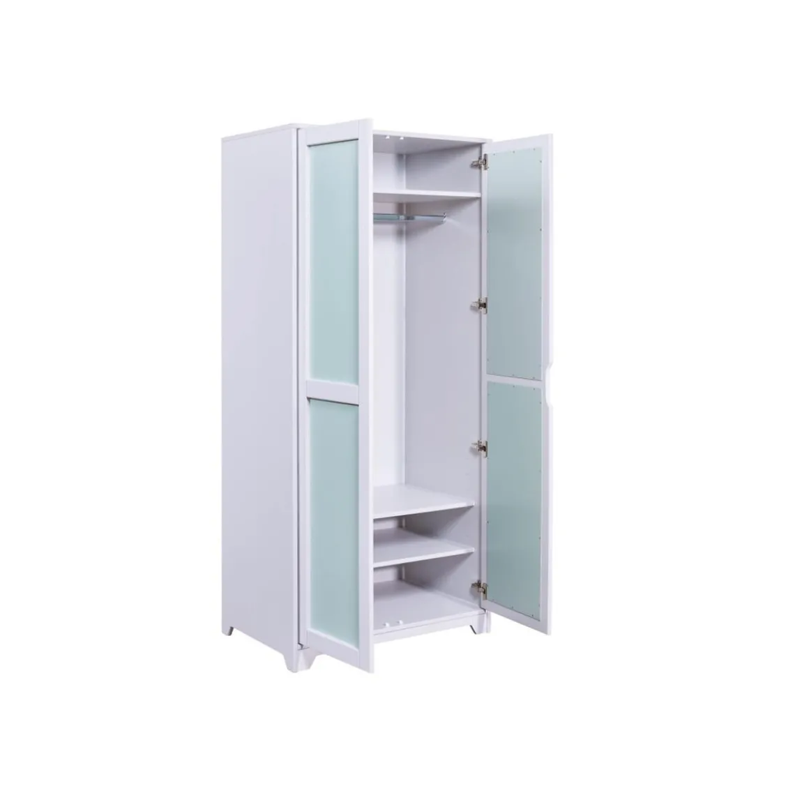 3S. x Home Armoire Fonctionnelle en Bois Massif Gris et Sauge Vert Discount