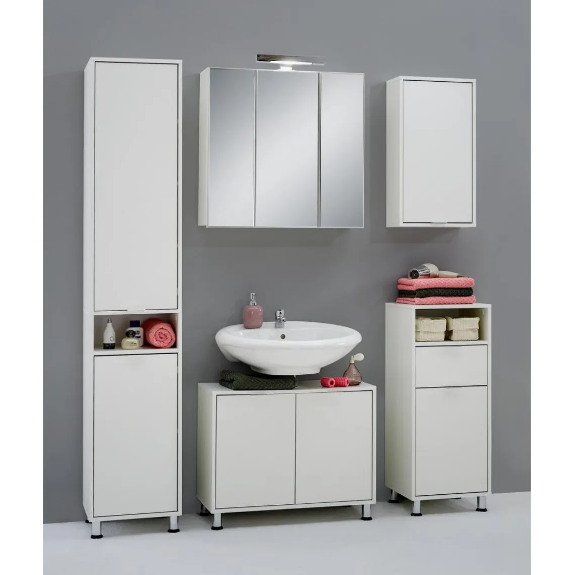 3S. x Home Armoire murale de salle de bain 2 portes et 1 compartiment ZAMORA 3 blanc Best