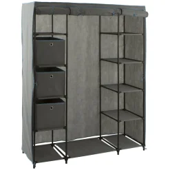 3S. x Home Armoire penderie 3 boîtes tissu gris anthracite Discount