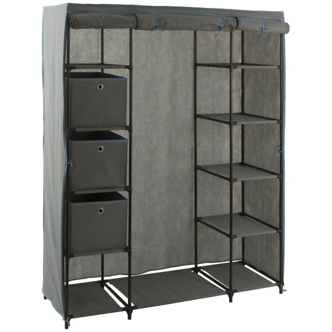 3S. x Home Armoire penderie 3 boîtes tissu gris anthracite Discount