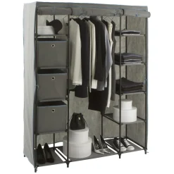 3S. x Home Armoire penderie 3 boîtes tissu gris anthracite Discount