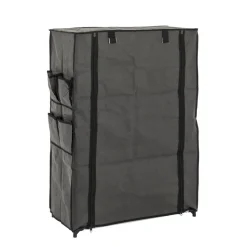 3S. x Home Armoire rangement chaussures en tissu avec compartiments en toison synthétique gris et structure en tube d'acier Outlet