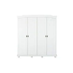 3S. x Home Armoire Rustique FSC 4 Portes Blanc ISNY
