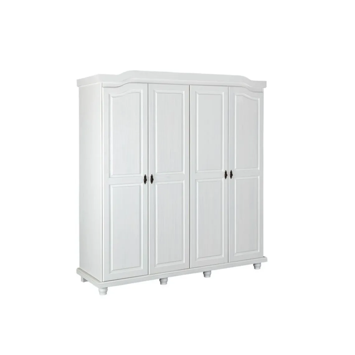 3S. x Home Armoire Rustique FSC 4 Portes Blanc ISNY
