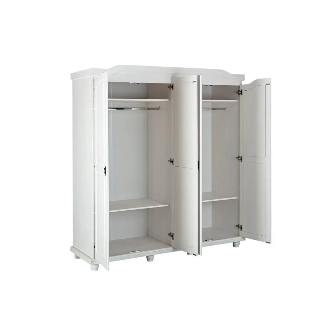 3S. x Home Armoire Rustique FSC 4 Portes Blanc ISNY