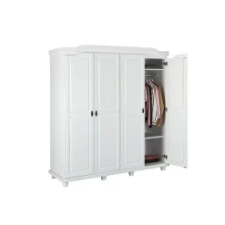 3S. x Home Armoire Rustique FSC 4 Portes Blanc ISNY