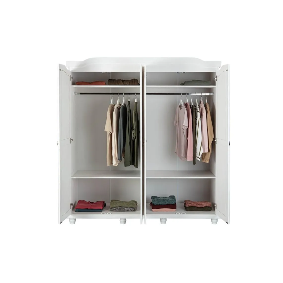 3S. x Home Armoire Rustique FSC 4 Portes Blanc ISNY