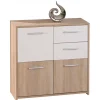 3S. x Home Bahut 5 rangements Bois 77x30 cm Blanc et Naturel VENEZIA Outlet