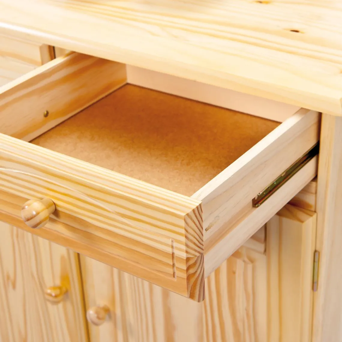 3S. x Home Bahut Bas 3 portes 3 tiroirs Pin massif vernis naturel PASTALE Hot