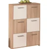 3S. x Home Bahut de 6 casiers de rangement en bois 77x30 cm Blanc et Naturel GONDOLA Clearance