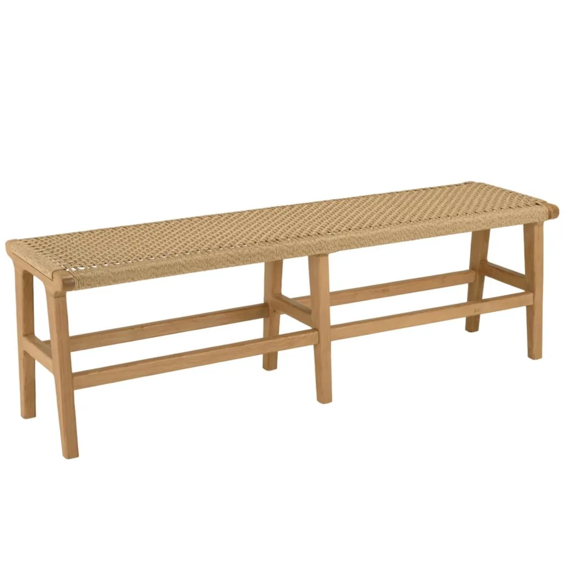 Macabane Banc de jardin 3 places teck assise rotin synthétique beige VALERIA Discount