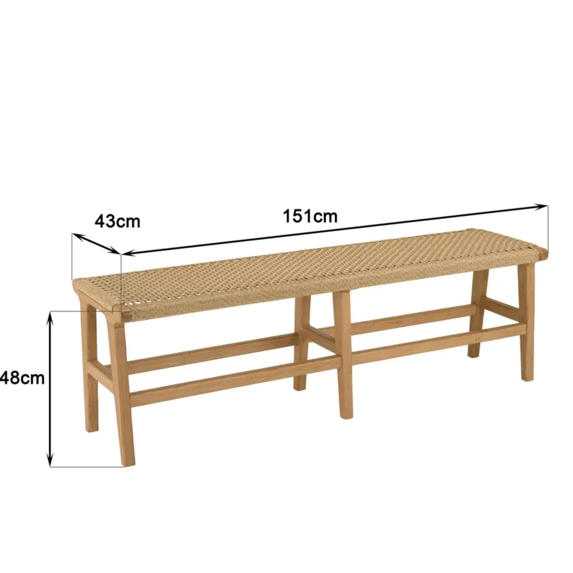 Macabane Banc de jardin 3 places teck assise rotin synthétique beige VALERIA Discount