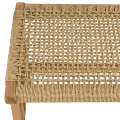 Macabane Banc de jardin 3 places teck assise rotin synthétique beige VALERIA Discount