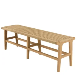 Macabane Banc de jardin 3 places teck assise rotin synthétique beige VALERIA Discount