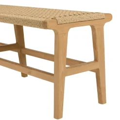 Macabane Banc de jardin 3 places teck assise rotin synthétique beige VALERIA Discount