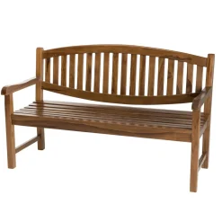 Macabane Banc de jardin HANNA ovale en bois teck huilé