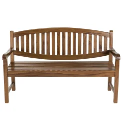 Macabane Banc de jardin HANNA ovale en bois teck huilé