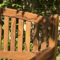 Macabane Banc de jardin HANNA ovale en bois teck huilé