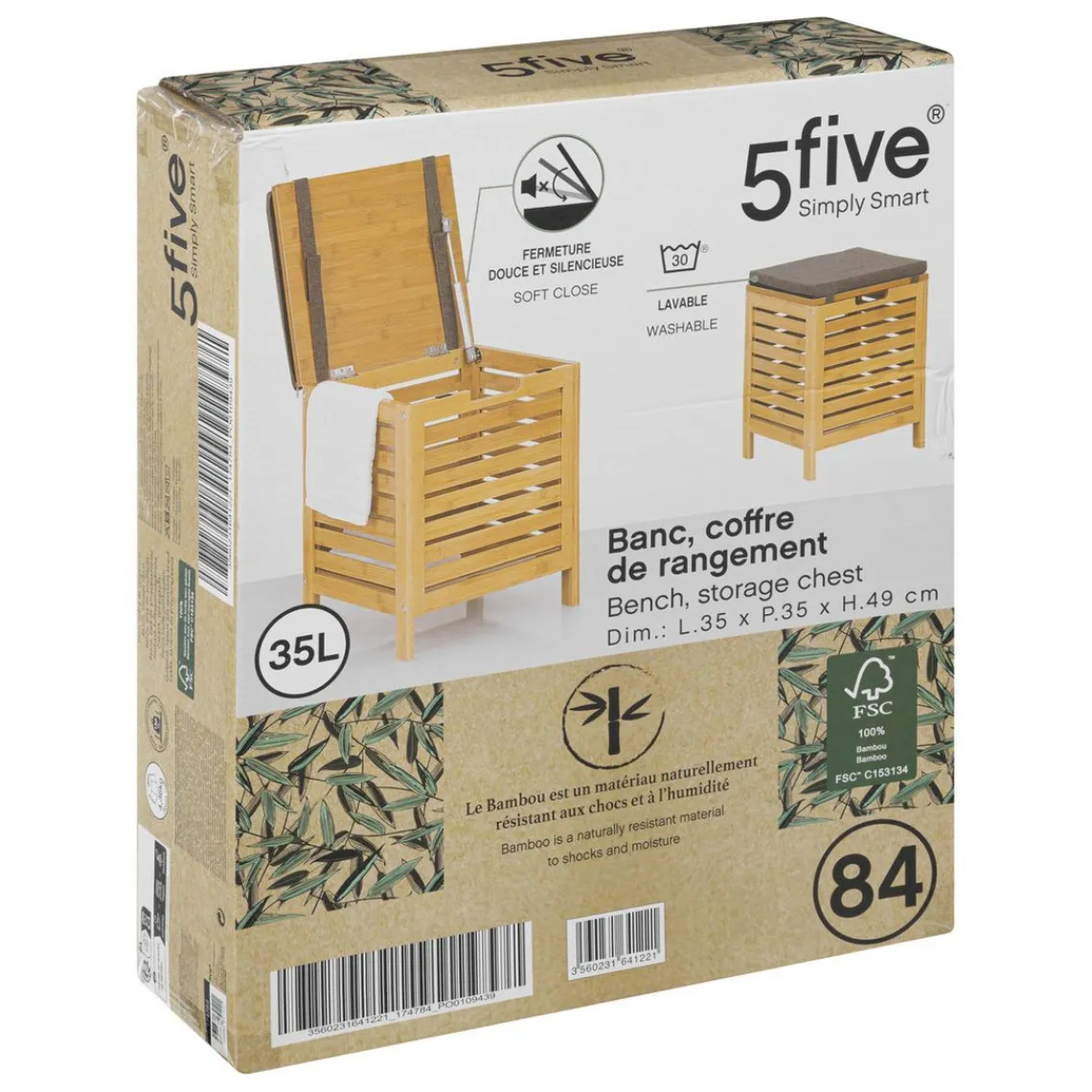 3S. x Home Banc de rangement bambou New