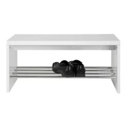 3S. x Home Banc de rangement chaussure décor brillant blanc Sale