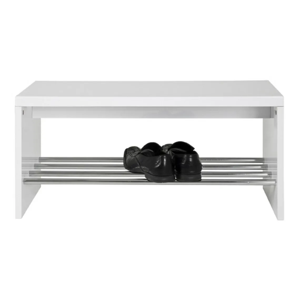 3S. x Home Banc de rangement chaussure décor brillant blanc Sale
