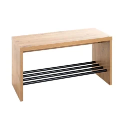 3S. x Home Banc de rangement chaussure en MDF décor chêne et pose chaussures en tube d'acier noir Discount