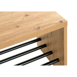 3S. x Home Banc de rangement chaussure en MDF décor chêne et pose chaussures en tube d'acier noir Discount