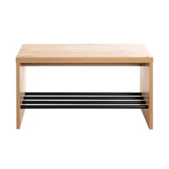 3S. x Home Banc de rangement chaussure en MDF décor chêne et pose chaussures en tube d'acier noir Discount