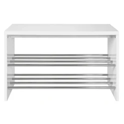 3S. x Home Banc de rangement chaussure plateau décor brillant blanc Discount