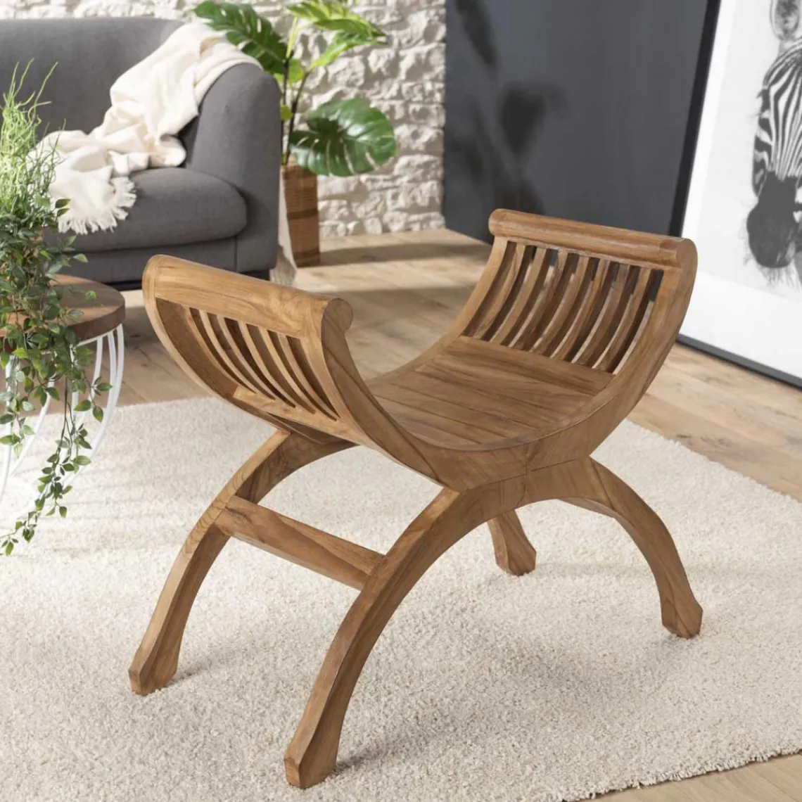 Macabane Banc Yuyu 1 place en teck style colonial - Miel Outlet