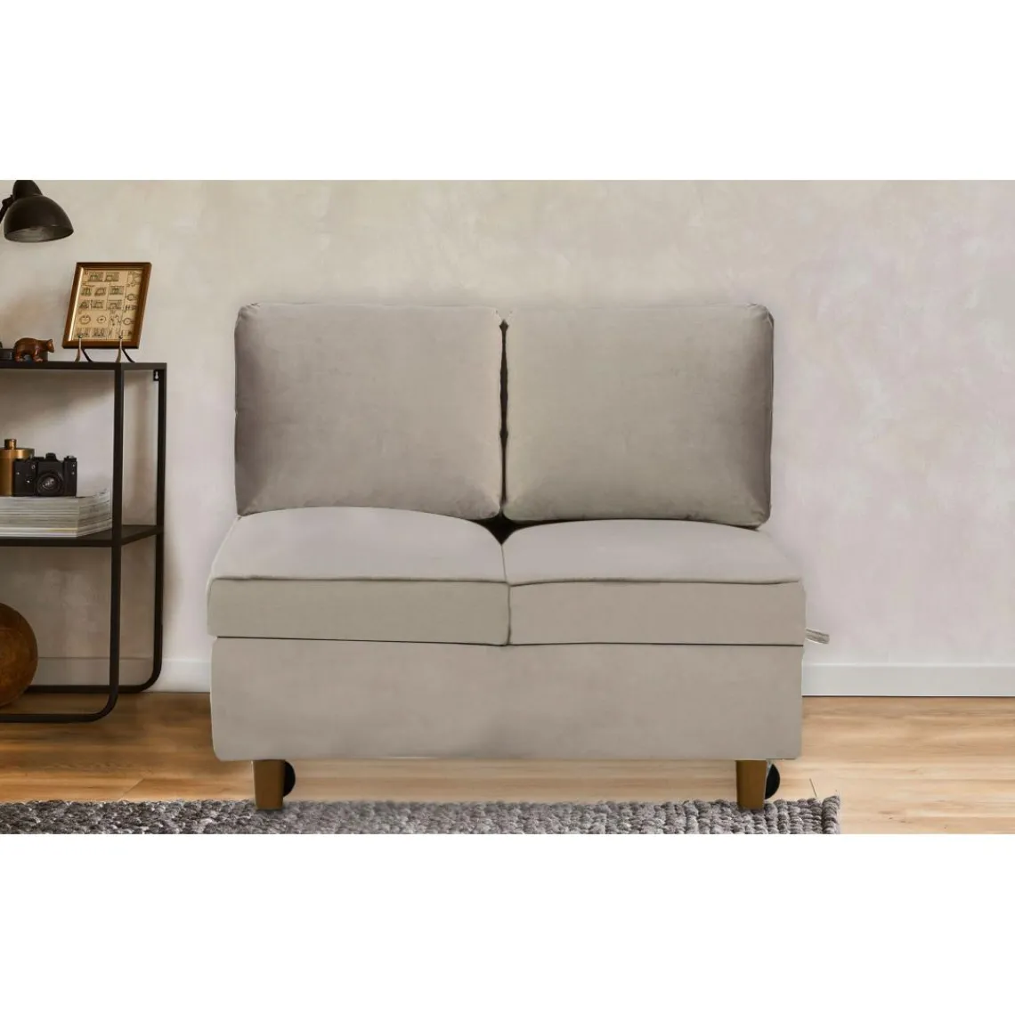 3S. x Home Banquette 2 places convertible Zinez Velours Taupe Hot