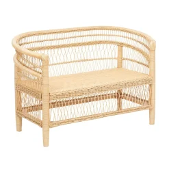 3S. x Home Banquette beige en rotin et acajou Discount
