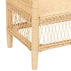 3S. x Home Banquette beige en rotin et acajou Discount