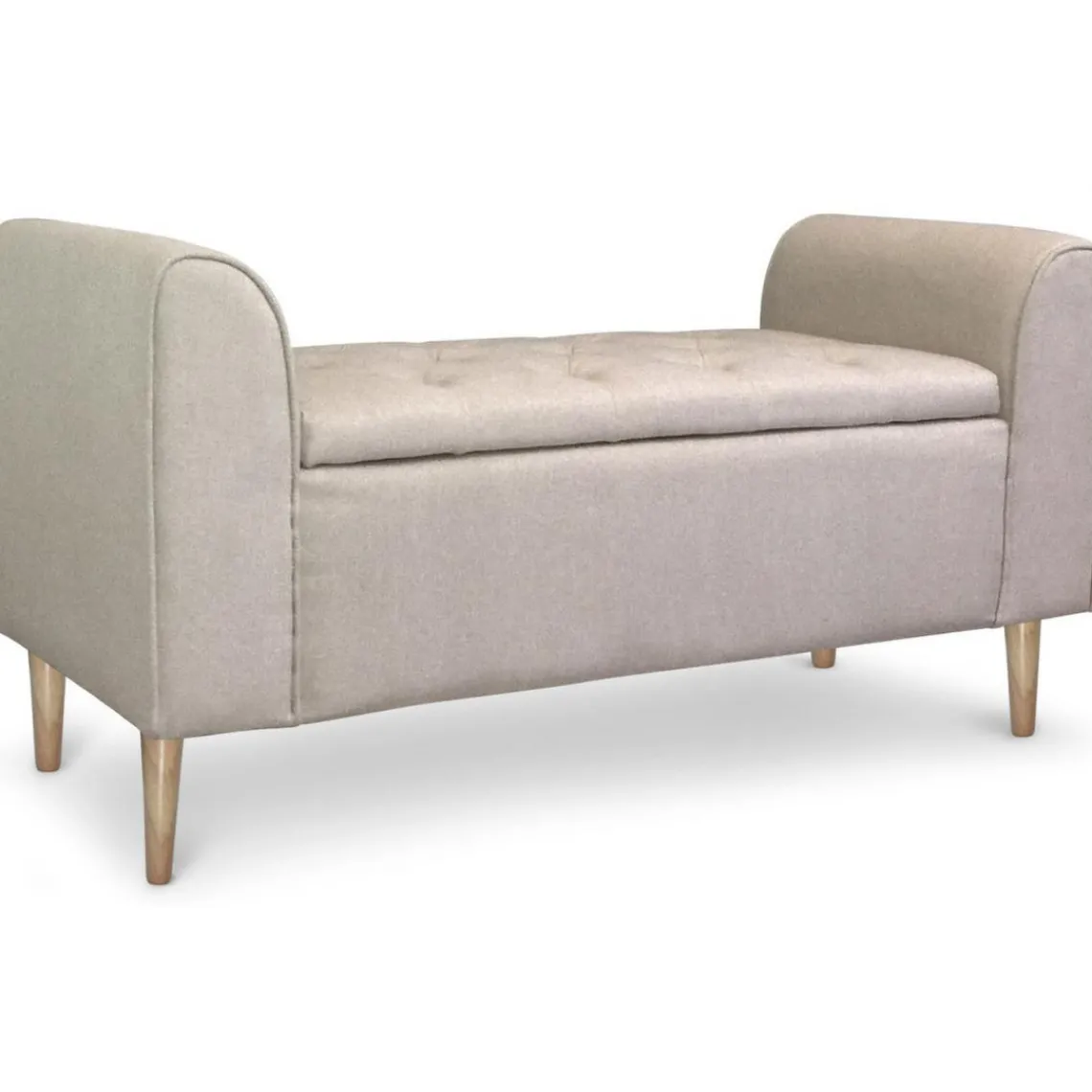 3S. x Home Banquette Coffre Design Tissu DYLAN Beige Outlet
