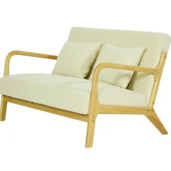 3S. x Home Banquette-banc OHAMA au style scandinaveen hévéa et velours beige Certifiée FSC Best