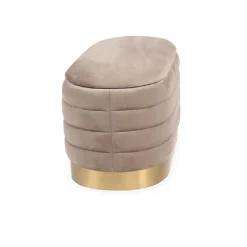 3S. x Home Banquette-coffre moderne matelassée avec base dorée Philae Velours Taupe Discount