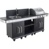 Cook'In Garden Barbecue gaz FIDGI 3 Brûleurs avec desserte et évier Hot
