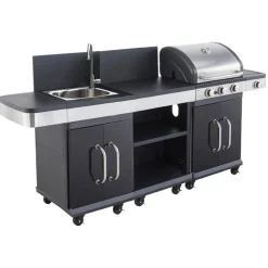 Cook'In Garden Barbecue gaz FIDGI 3 Brûleurs avec desserte et évier Hot
